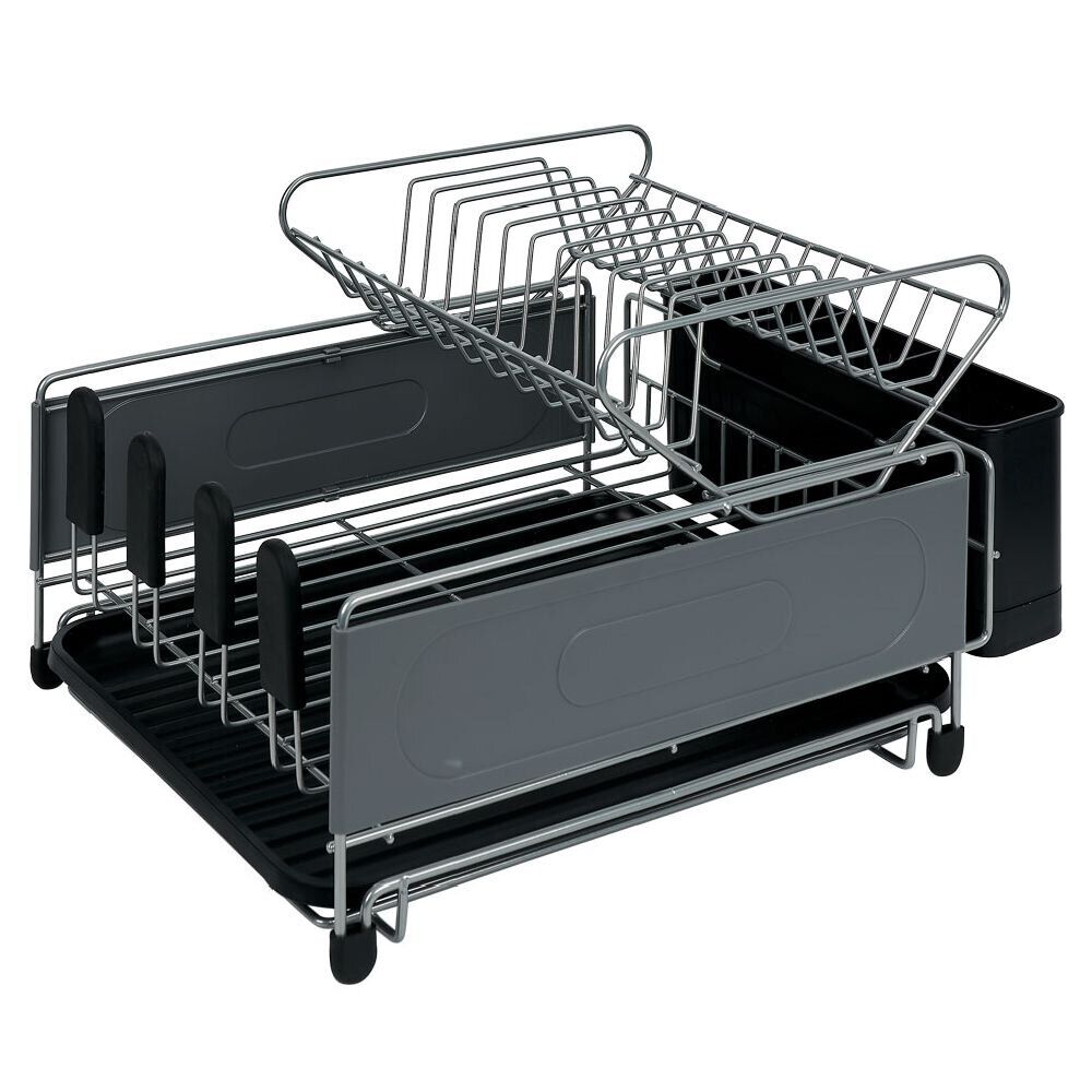 Égouttoir extensible en métal et plastique gris 41,5x30xH23,5cm