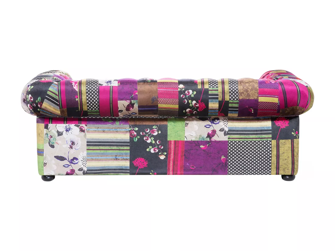 Canapé 3 places patchwork bordeaux violet CHESTERFIELD