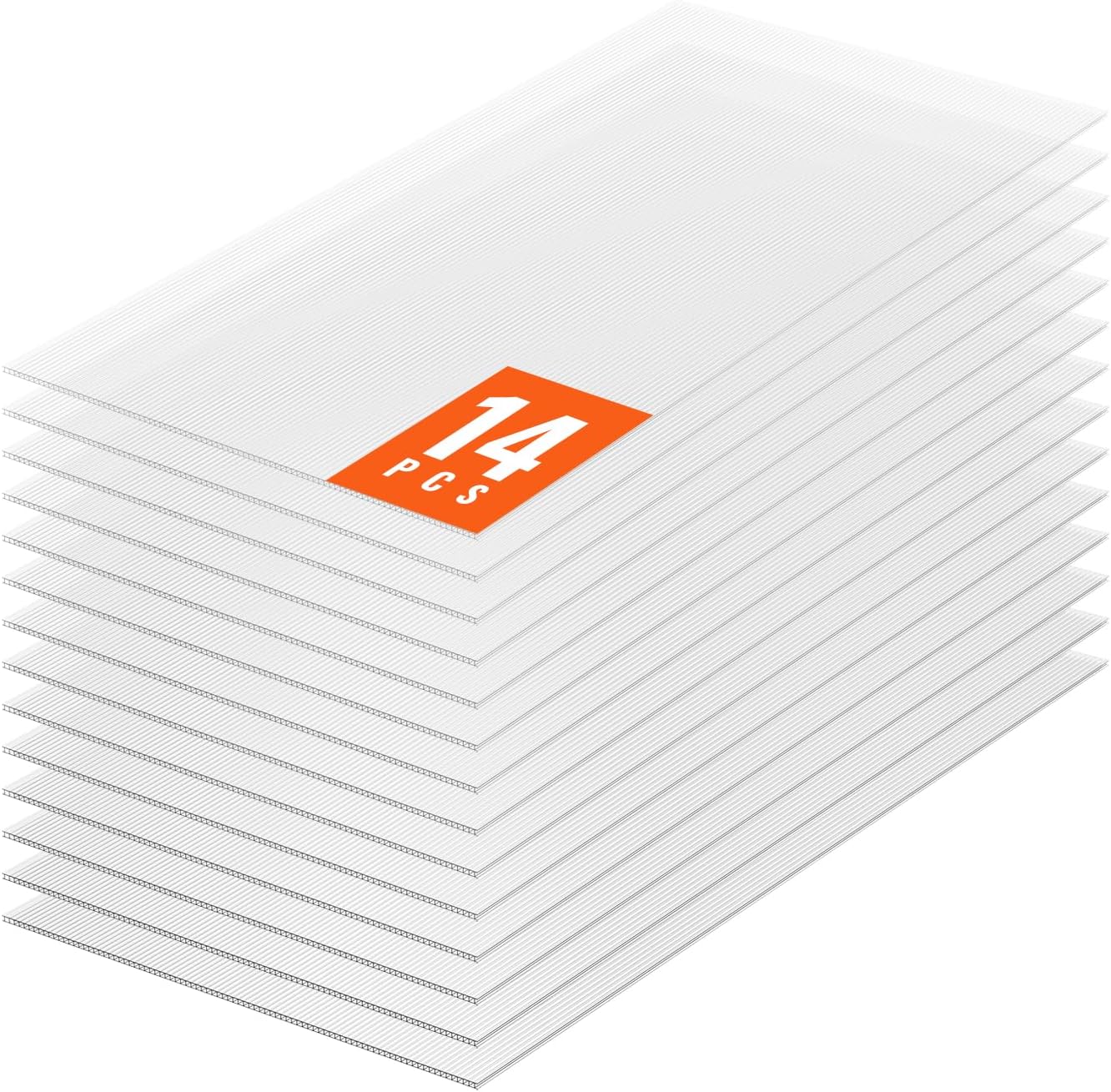 VEVOR 14er-Set Gewächshausplatten aus Polycarbonat, 1210 x 605 x 8 mm Stegplatten, wasserdichte UV-geschützte gewellte Hohlkammerplatten, schlagfeste, transparente Dachplatten für Gewächshaus/Garten