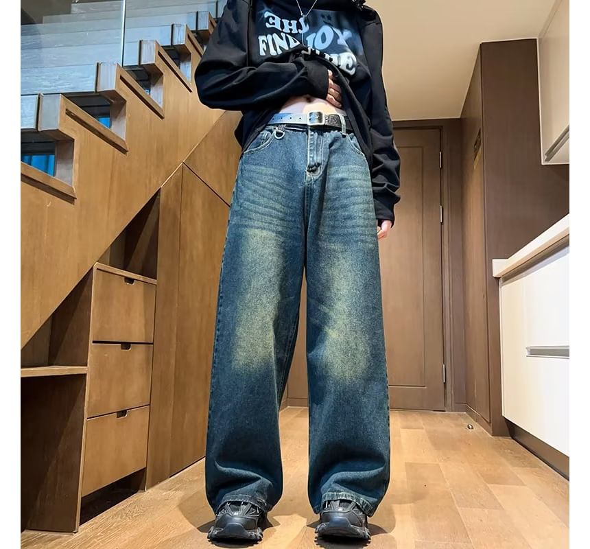 Kenning - Mid Rise Wash Wide Leg Jeans
