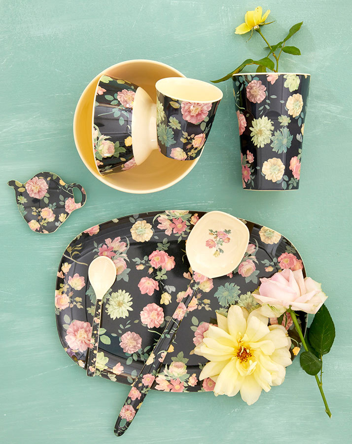 Melamin-Servierteller DARK ROSE in schwarz/beige