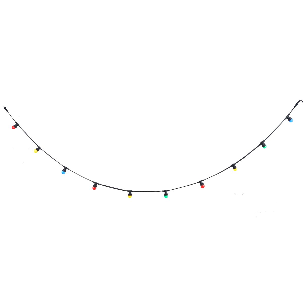 Lichtsnoer zwart koppelbaar met stekker 6m incl. E27 multicolor 10-lichts IP54 - Lubber