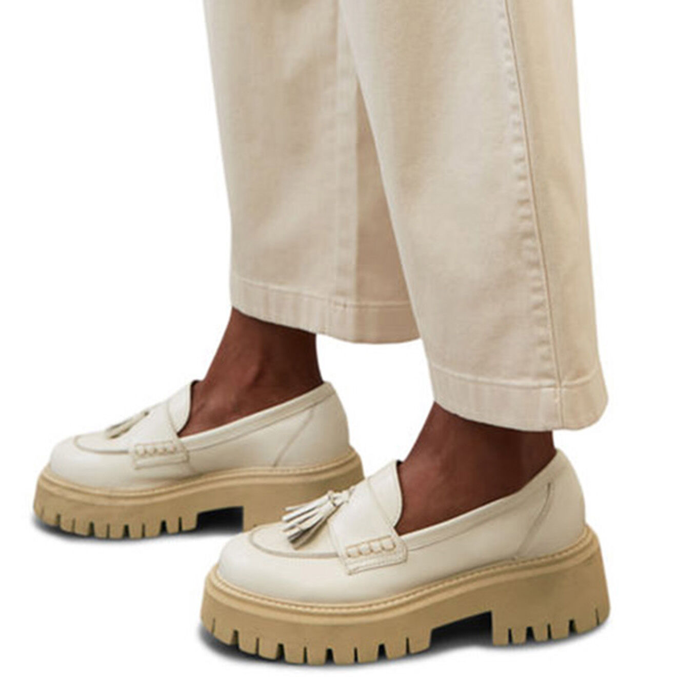 Marc O'Polo Mocassins en Cuir à Talon Alma écrus