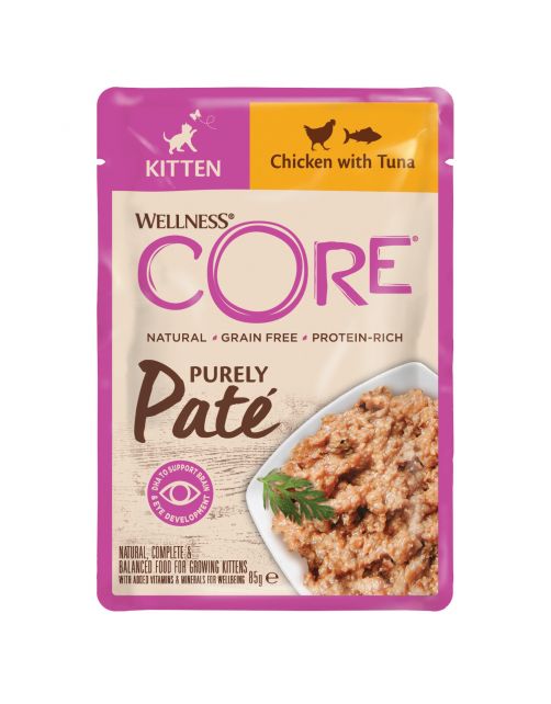 Wellness Core Purely Pate Kitten - Kattenvoer - Kip Tonijn Eend 85 g