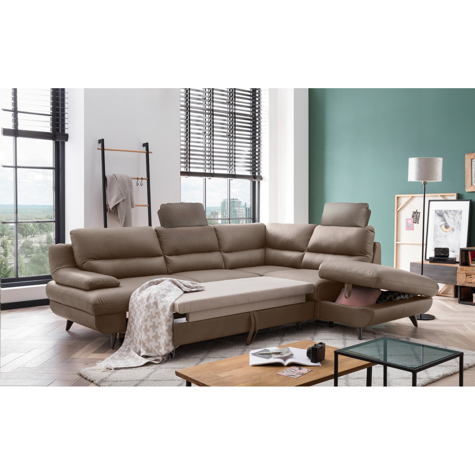 Ecksofa Pike Leder, Ottomane rechts mouse