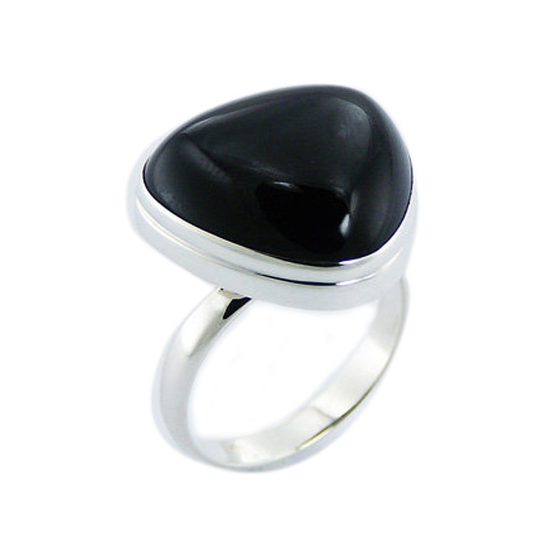 Bague triangle agate noire argent