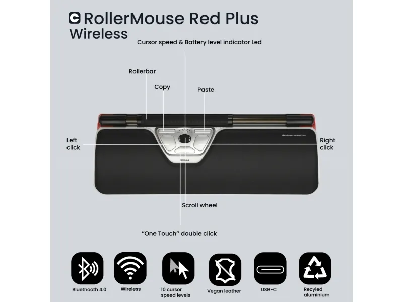 Contour RollerMouse Red Plus Wireless - Sæt med mus og tastatur - trådløs
