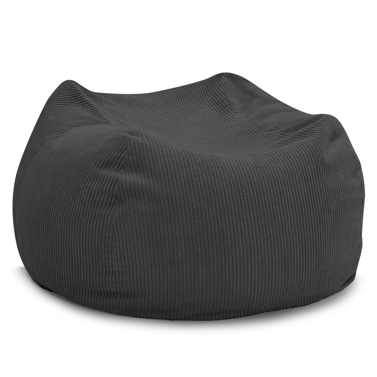 Bobochic Pouf ultra moelleux en Velours côtelé Voltaire gris foncé - 120x70x60 cm