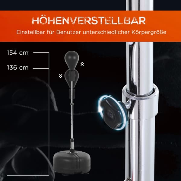 Punching Ball Set Stand Box Treningssett 136-154 Cm Høydejusterbar Med 1 Par Hansker Passer For Profesjonelle Og Nybegynnere Svart