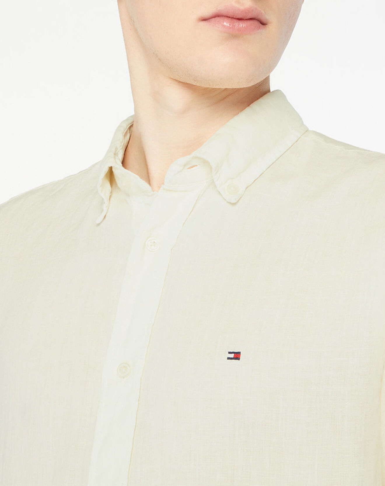 Tommy Hilfiger Chemise droite 100% Lin Pigment Dyed ivoire