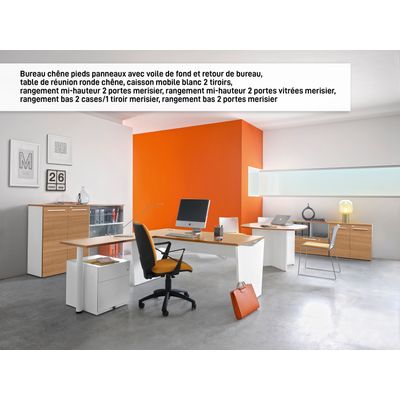 Bureau YES ! - 140 cm - Pieds panneaux fixes - Chêne