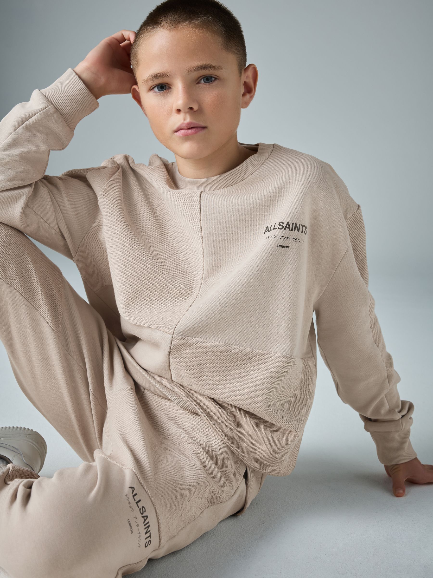 Lichtbruin - smALLSAINTS Underground Oversized Textured Panel Sweatshirt and Joggers Set