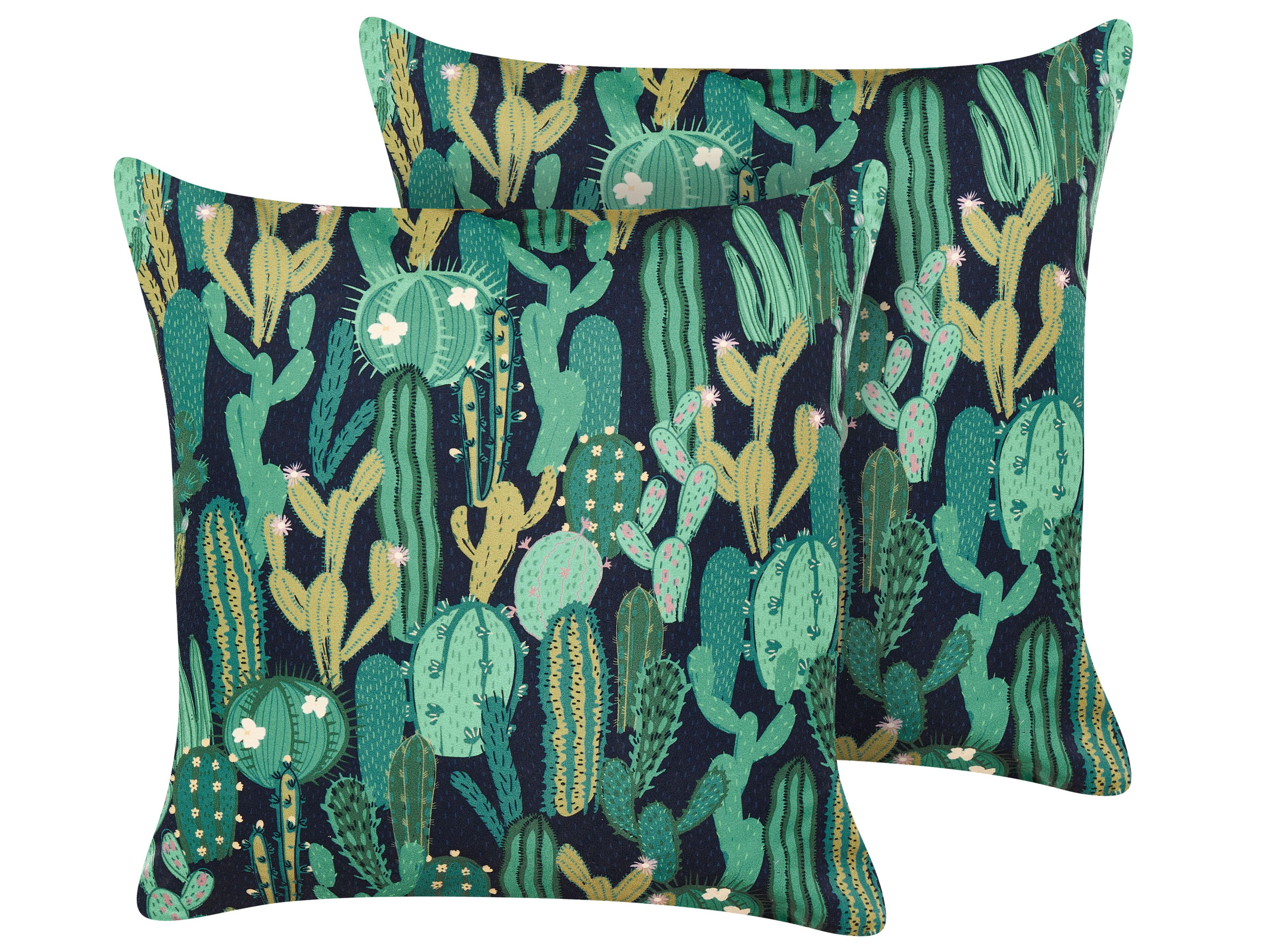 Set van 2 tuinkussens BUSSANA bladpatroon 45 x 45 cm Groen