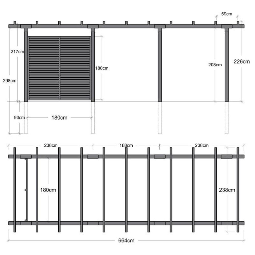 PERGOLA PLUS CUBIC DOBBEL 3 MODULER INKL. TOKYO GJERDE SVART