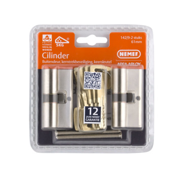Nemef veiligheidscilinder NF4 met keersleutel 30/30 mm SKG 3-sterren gelijksluitend (2 stuks)