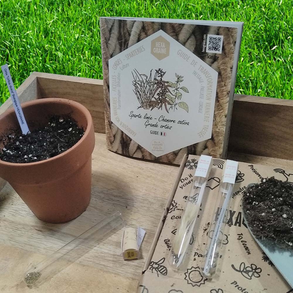 Coffret de semences textile vannerie tressée