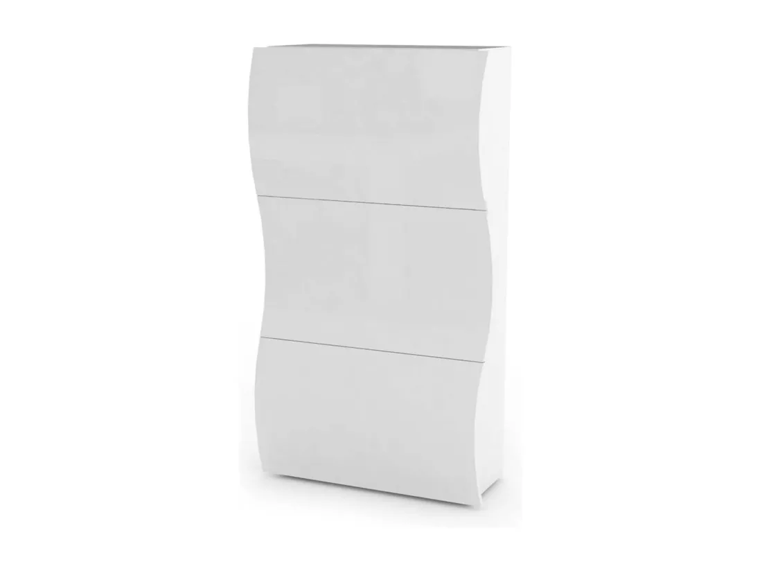 Étagère à chaussures Dgan, Armoire polyvalente avec 3 portes, Étagère à chaussures d'entrée, 100% Made in Italy, 71x27h122 cm, Blanc brillant