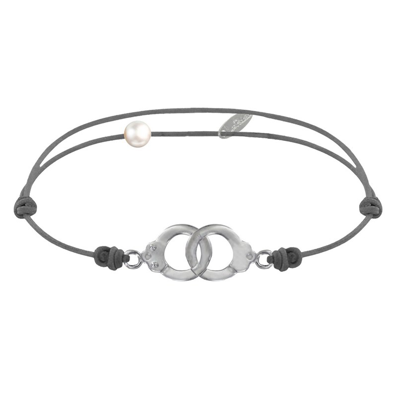 Bracelet Lien en Argent 925 Petites Menottes - Gris