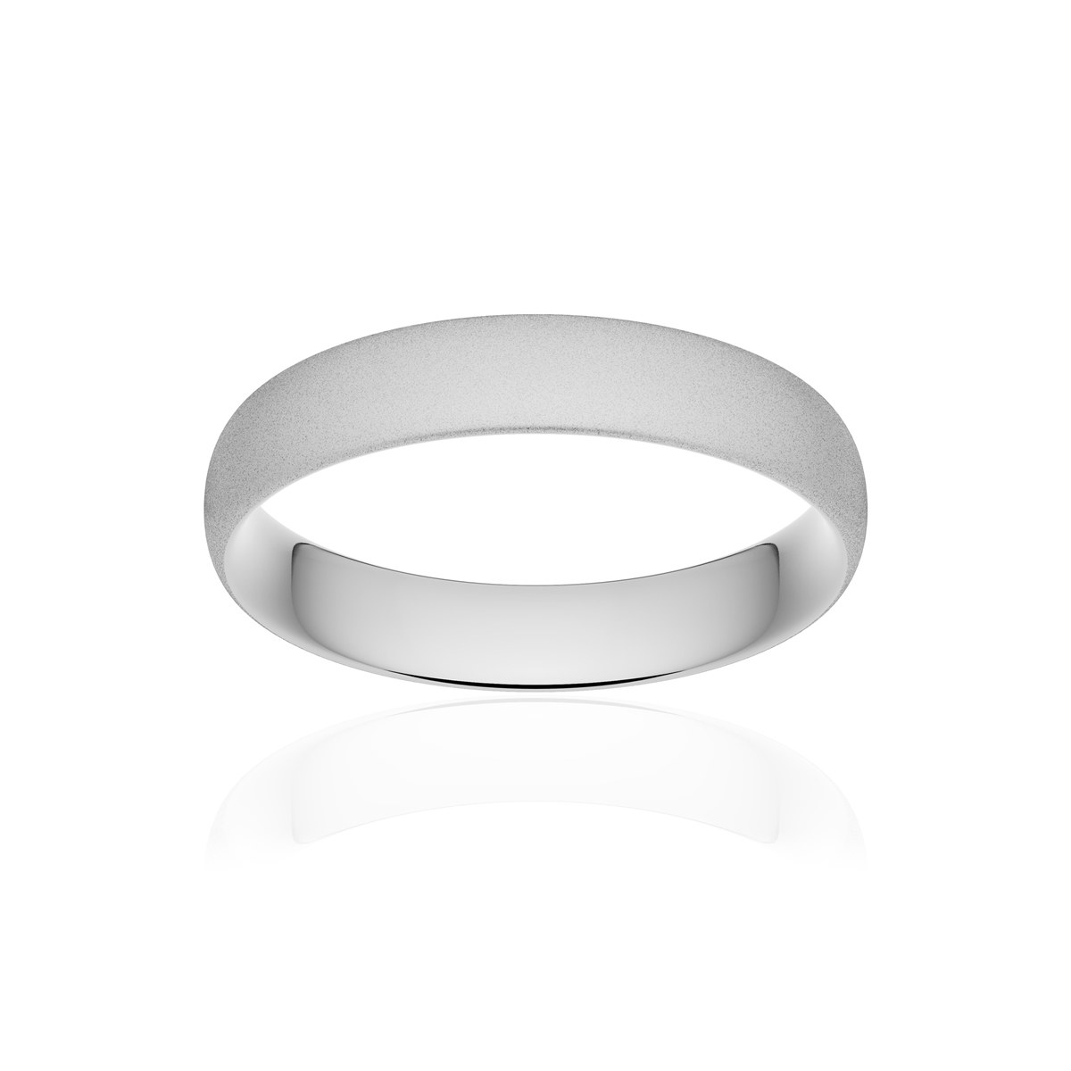 Alliance or 375 blanc sablé demi-jonc confort 4,5mm