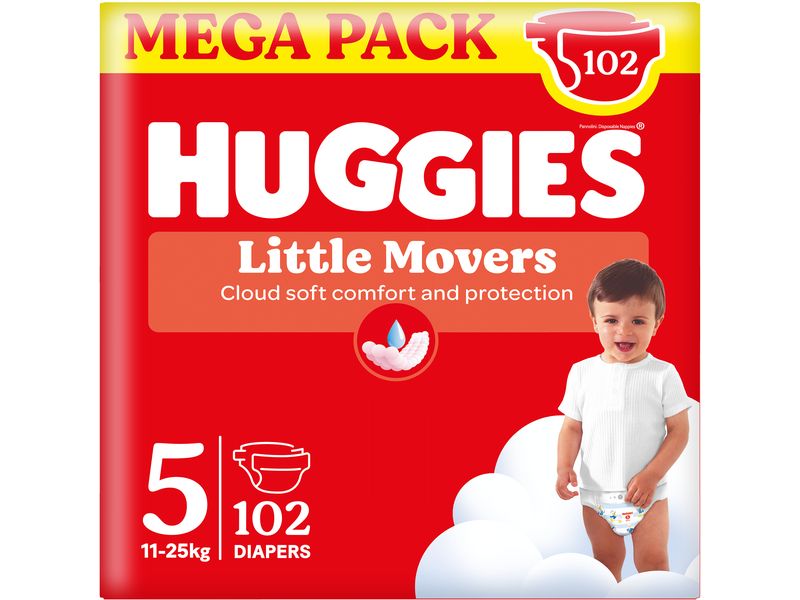 Huggies Windeln Little Movers Grösse 5 Windeln mit Nässeindikator und Rückentasche zum Schutz vor dem Auslaufen