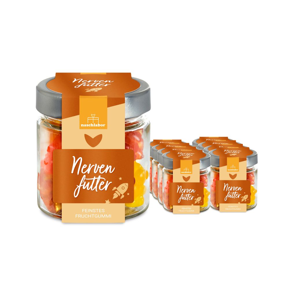 naschlabor 8 Gläser Fruchtgummi Nervenfutter Groß-Verpackung