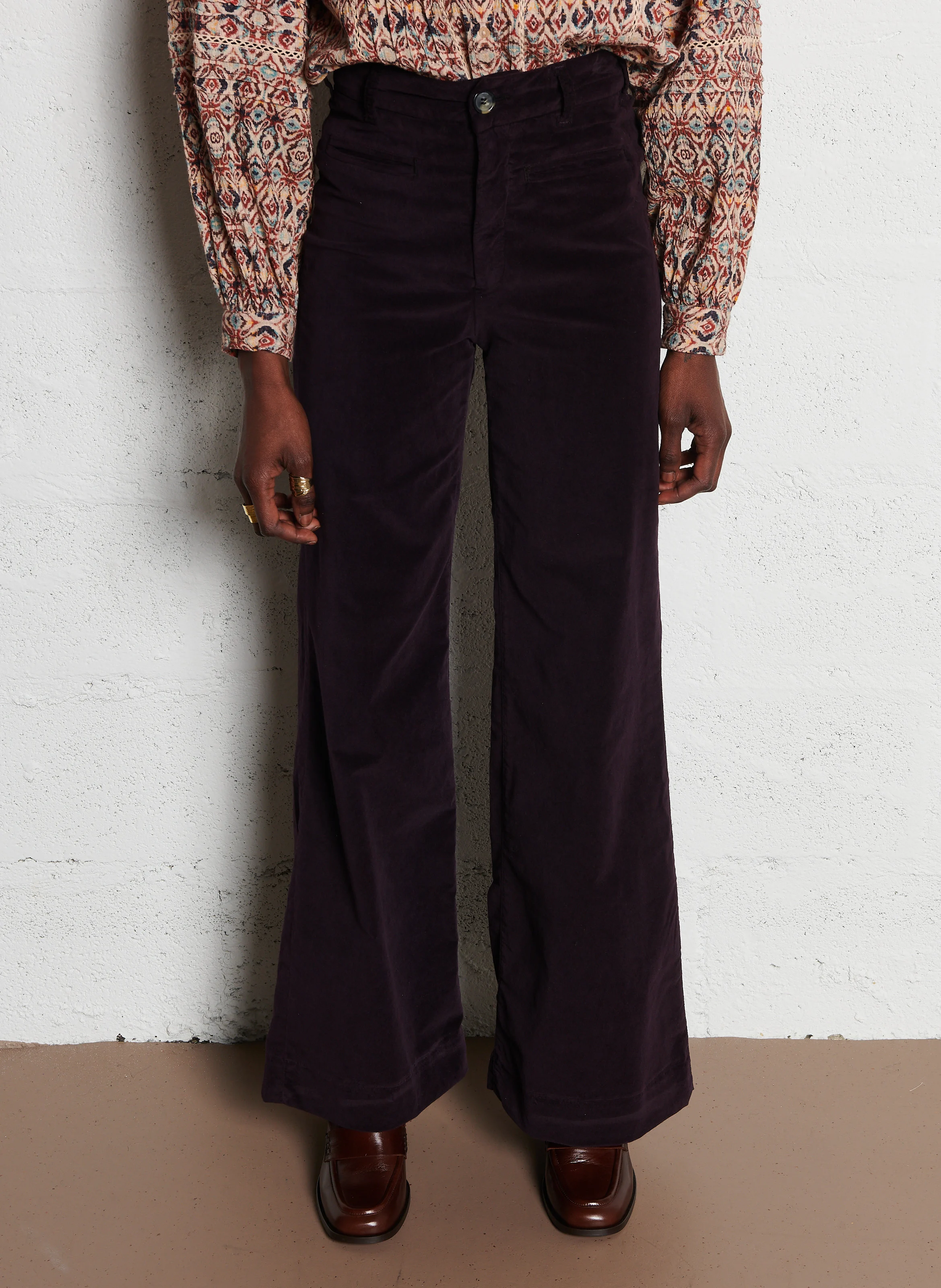 VIVA - Pantalon large en velours | Violet