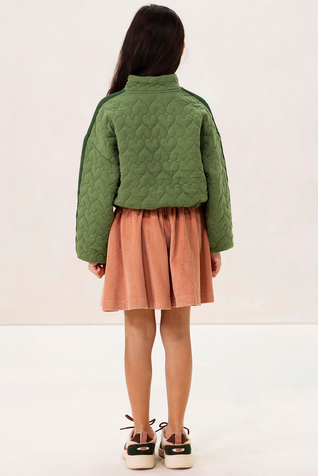 Groene sweater met hartjes quilting