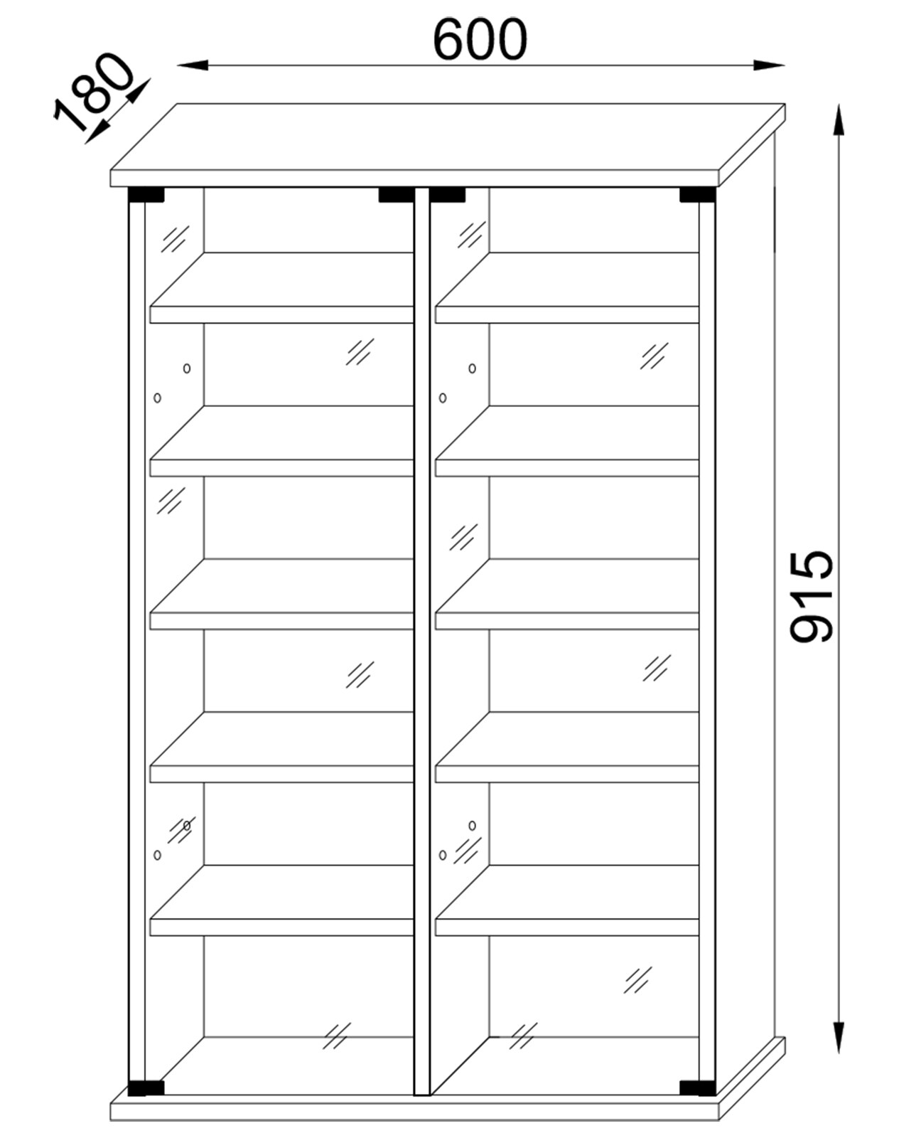 VCM Holz CD DVD Wandregal Hängeregal Wand Schrank Wandvitrine Zuntisa Glastür