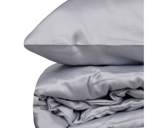 CONCEPT1 - Parure de lit housse de couette Elegant 240x220cm + 2 taies 60x60 satin gris