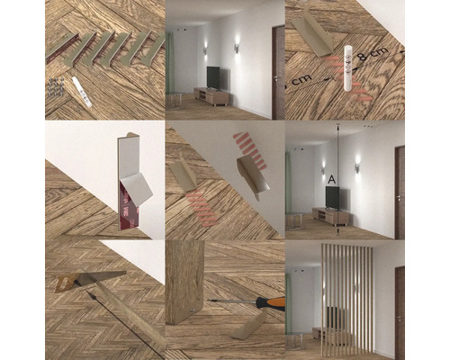Lamellenwand voor roomdivider, lamellenwand, zwart, 2800 x 88 x 22 mm