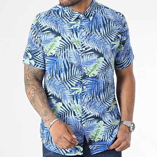 Chemise Manches Courtes Bleu Floral
