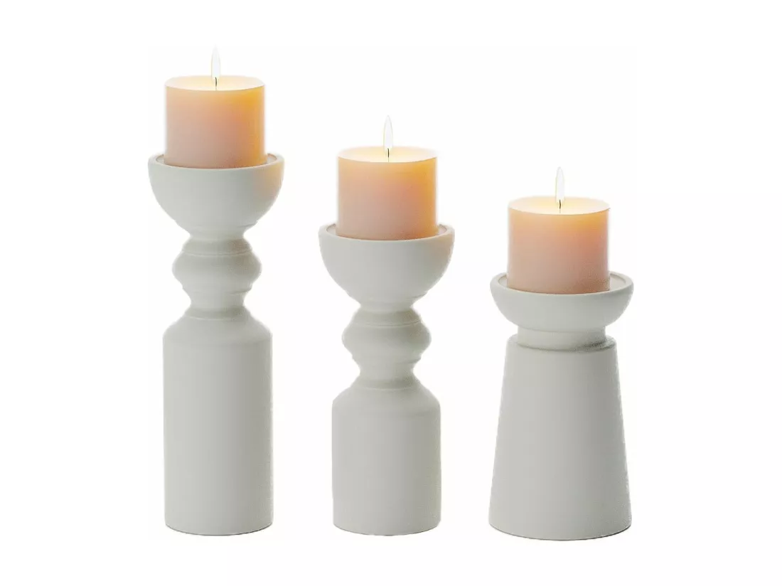 BOSTON - Set de 3 bougeoirs bois design
