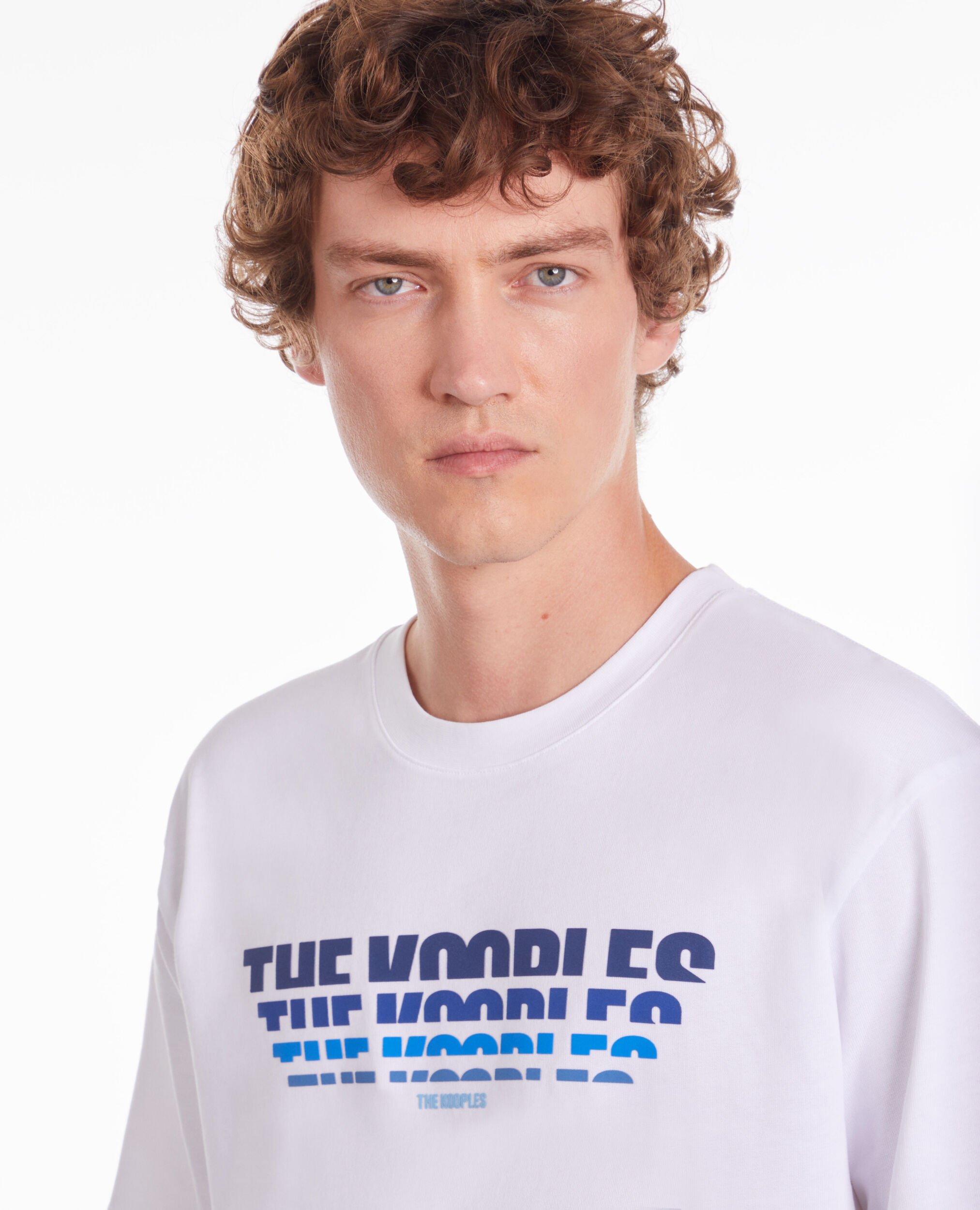 T-shirt blanc avec sérigraphie logo en dégradé de couleur