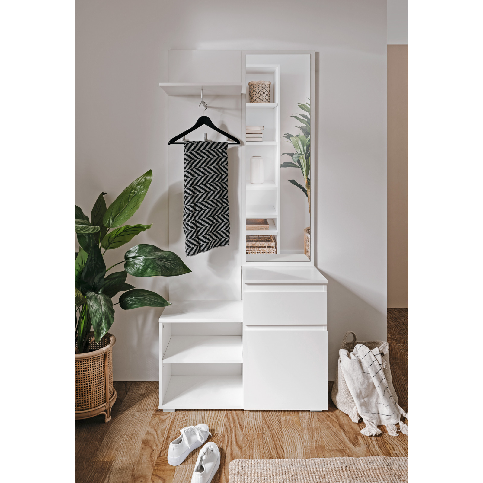 Kompakt-Garderobe Shark Dekor weiss matt 85 x 195 x 37 cm
