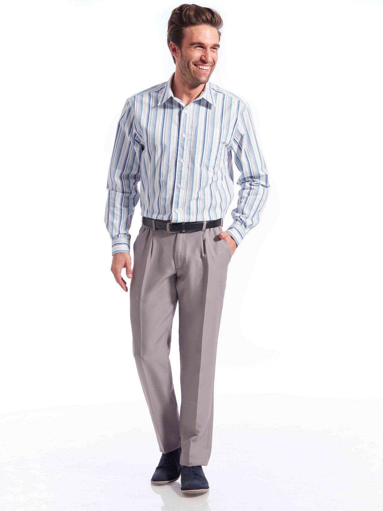 Chemise en pur coton tissé teint