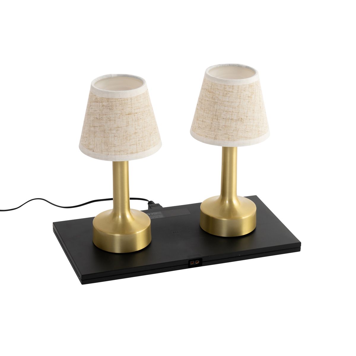Set van 2 tafellampen goud met beige RGBW oplaadbaar - Elise