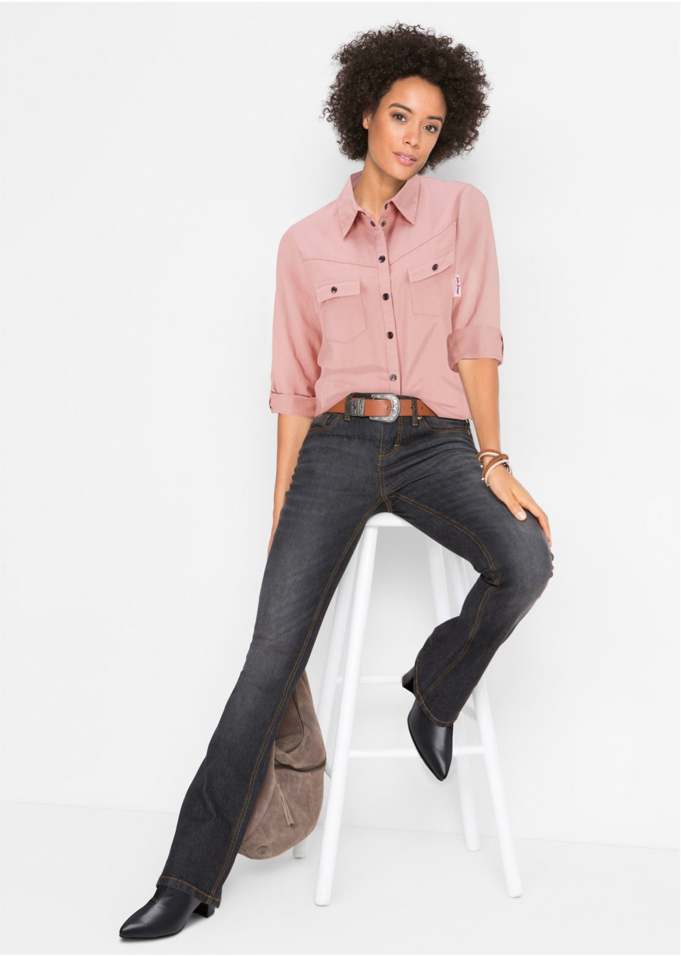 Jean Bootcut taille moyenne, extensible