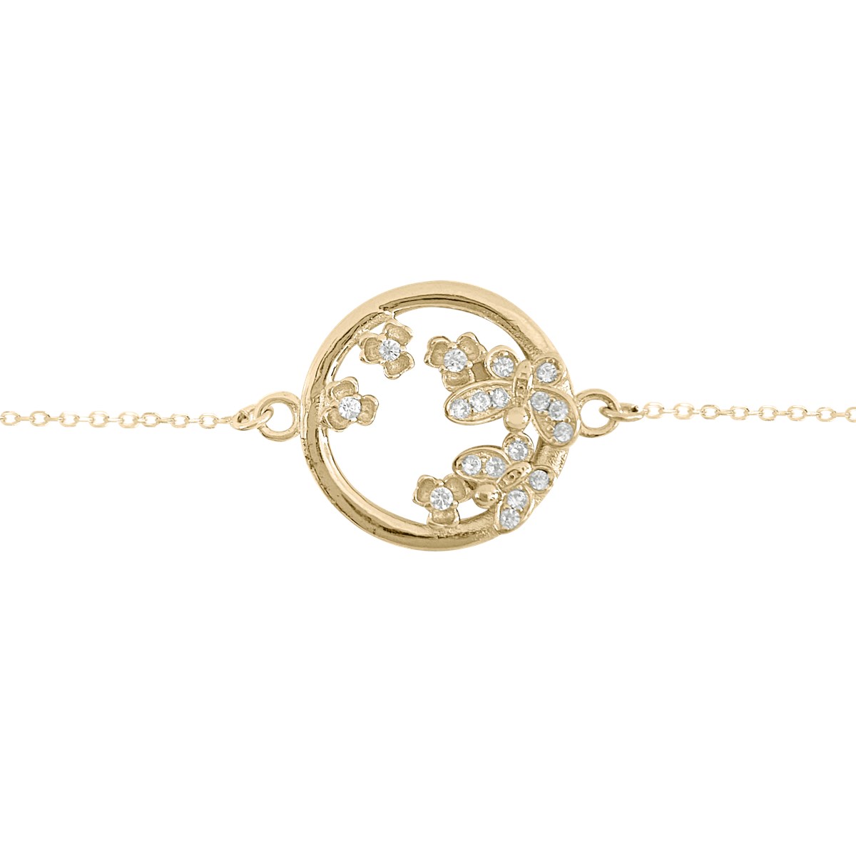 Bracelet plaqué or avec oxydes de zirconium