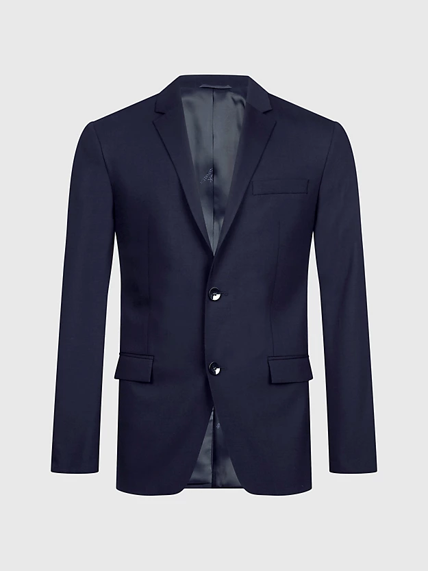 Blazer de abotoamento simples em lã elástica com modelagem slim.