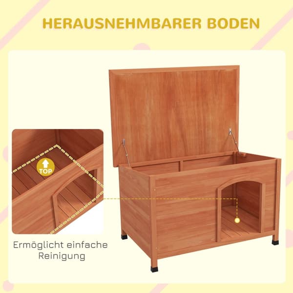 Trehundekennel Smådyrshus Med Asfalttak Og Avtagbart Gulv, Forhøyet, Utendørs, Grå, 100X65,5X68Cm