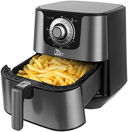 Friteuse Sans Huile, Uten Friteuse à Air 1800W, 6.5L Air Fryer  2 à 8 personnes, Panneau Tactile LED avec 8 Programmes, Paniers Antiadhésifs, Sans BPA/PFOA : Cuisine et Maison