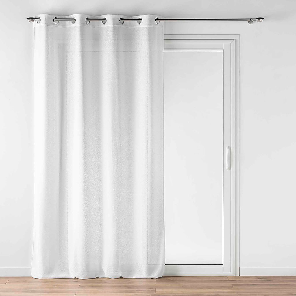 Voilage effet lainage LOULAINE polyester blanc 140x240cm