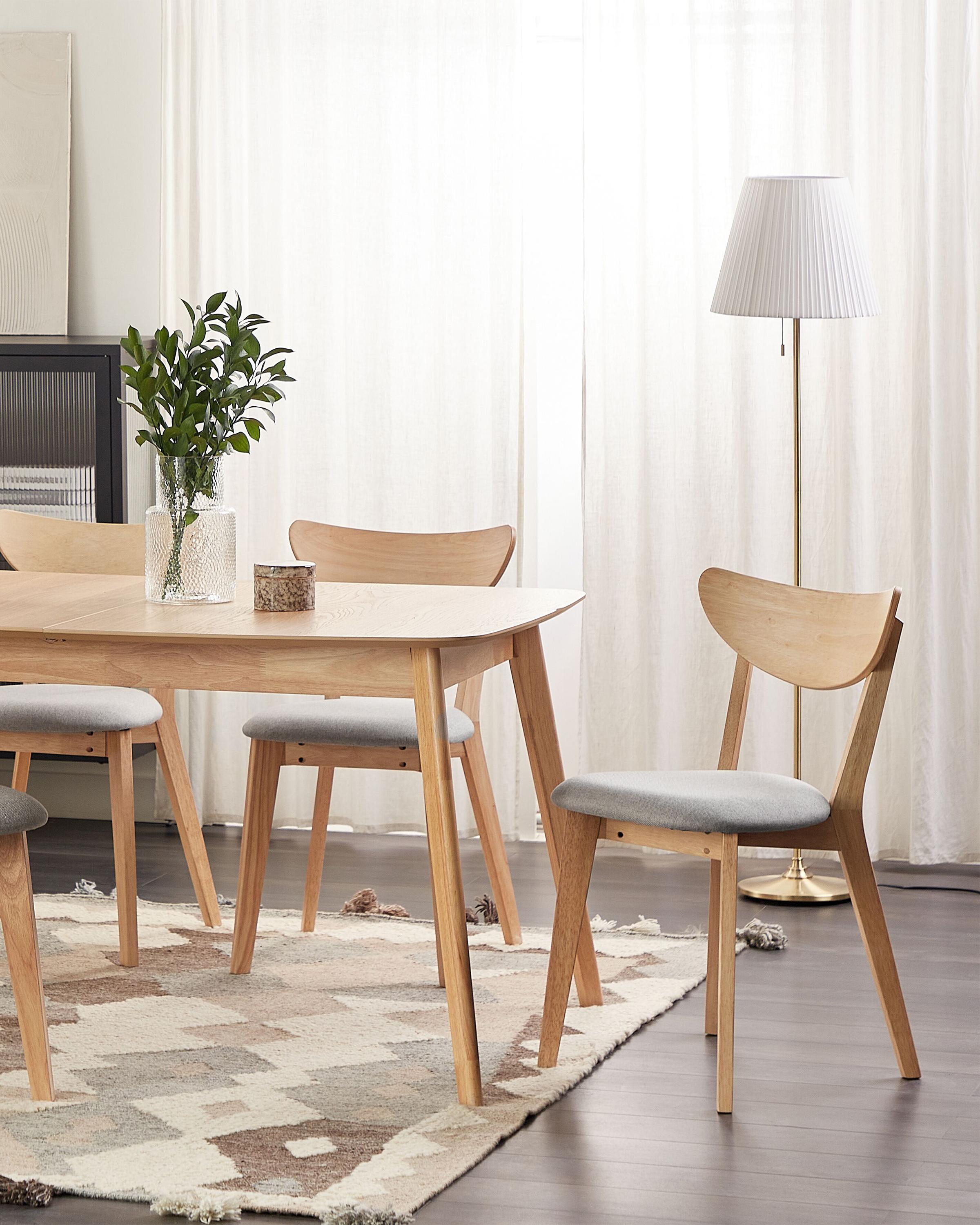 Set van 2 eetkamerstoelen ERIE Hout Lichtbruin/grijs