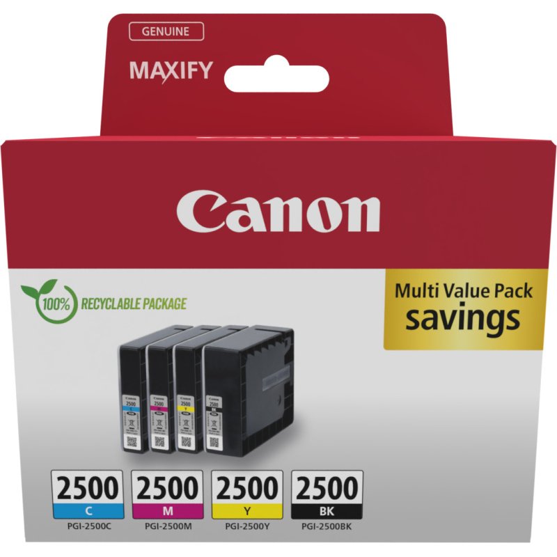 Canon PGI-2500 BK/C/M/Y Pack cartouches 4 couleurs pour imprimante jet d'encre