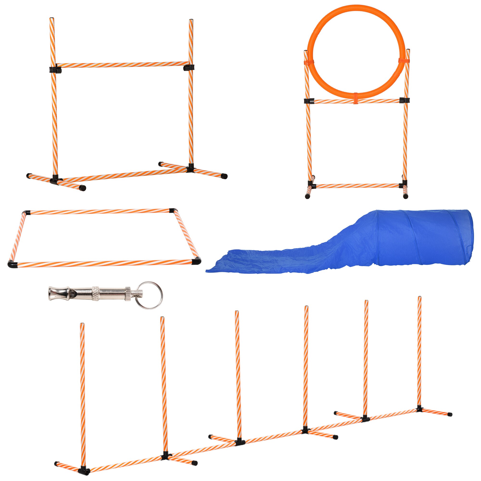 PawHut Hunde Agility Set 5-teilig orange, weiß 328 x 67 x 93 cm (LxBxH)