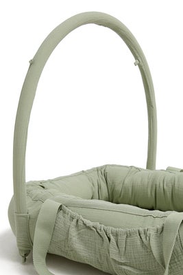 Alice & Fox ALBA Babynest med Håndtak, Green Muslin