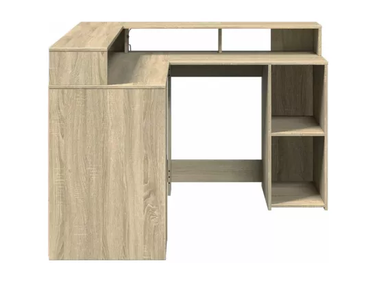 Bureau avec lumières LED chêne sonoma bois d'ingénierie