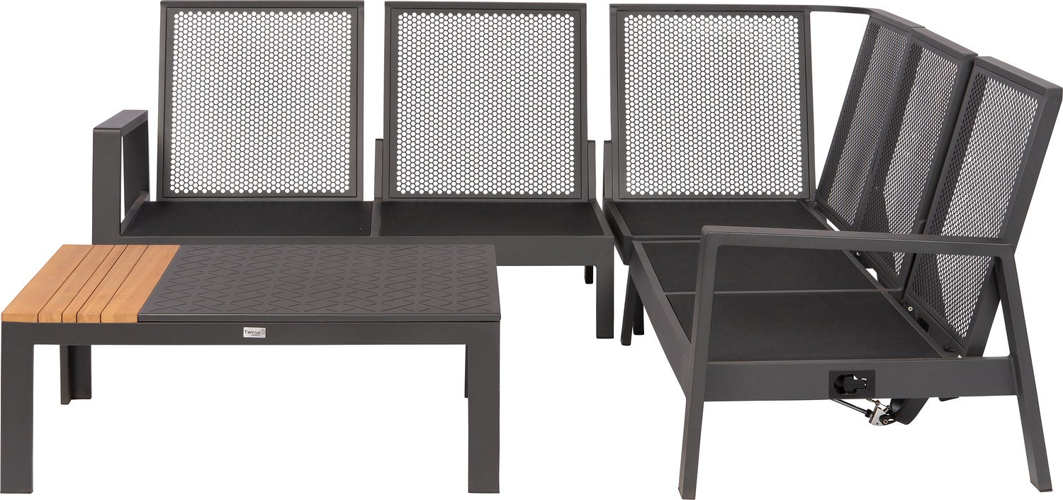 Tierra Outdoor 4-zits loungeset Queens antraciet