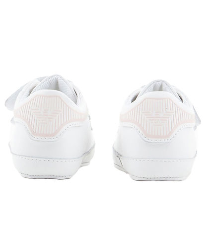 Emporio Armani Leder-Krabbelschuhe - Weiß m. Rosa