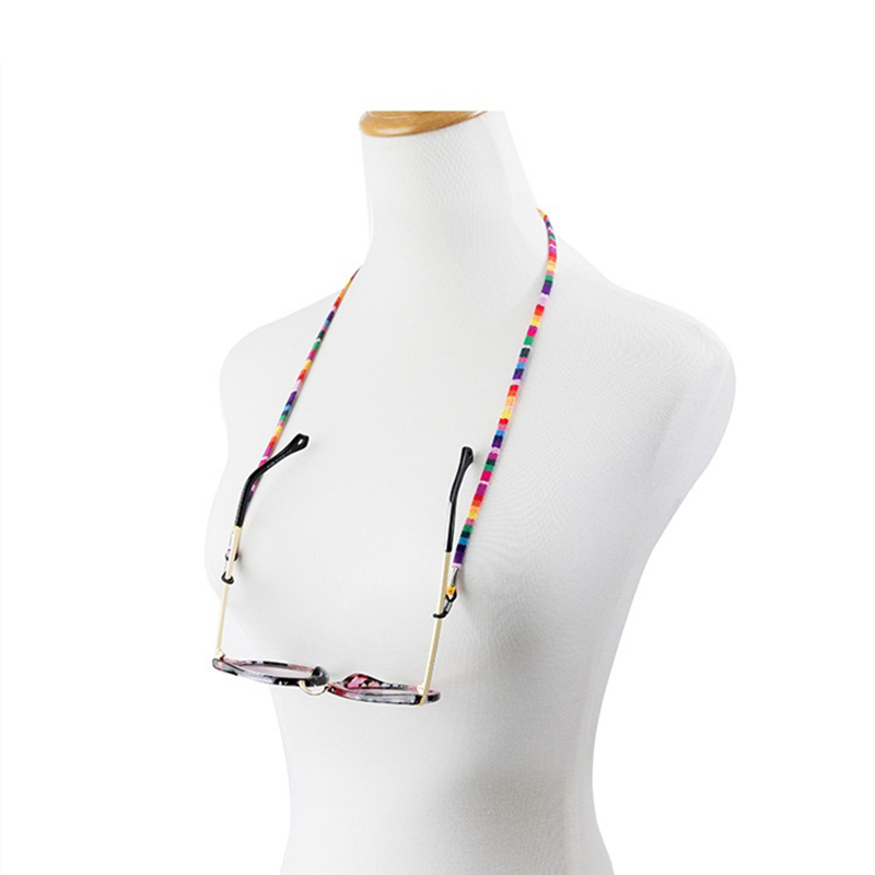 (70cm) Eyewear Halter Brillenkette Sonnenbrillenband aus Baumwolle im Ethno Style - Grün